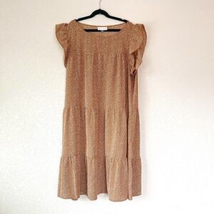 Alredine Boho Ruffle Sleeve Dress, Size Large